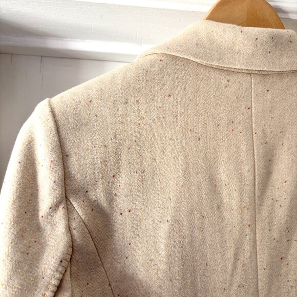 ecru Single Button Speckled Blazer Cream Size 2 - Picture 8 of 14